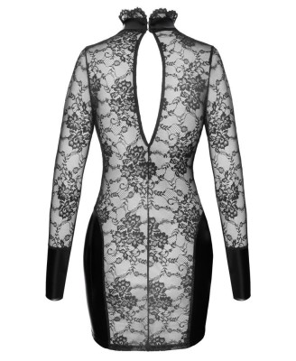 Noir Handmade Dress collar - Czarna Koronkowa Sukienka - S