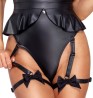 Cottelli Bunny Body - Czarne Body Wetlook - Przebranie Sexy Króliczka - M