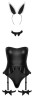 Cottelli Bunny Body - Czarne Body Wetlook - Przebranie Sexy Króliczka - M