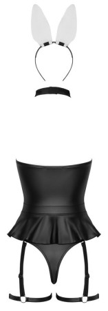 Cottelli Bunny Body - Czarne Body Wetlook - Przebranie Sexy Króliczka - M