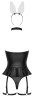 Cottelli Bunny Body - Czarne Body Wetlook - Przebranie Sexy Króliczka - M