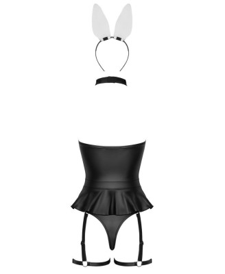 Cottelli Bunny Body - Czarne Body Wetlook - Przebranie Sexy Króliczka - S