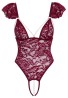 Cottelli Body Pearls - Bordowe Koronkowe Body - XL