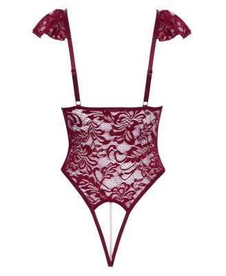 Cottelli Body Pearls - Bordowe Koronkowe Body - M