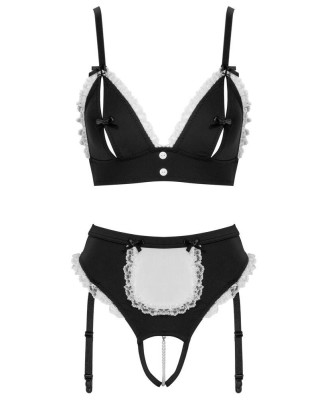 Cottelli Maid Set - Czarny Komplet - Przebranie Sexy Pokojówki - L