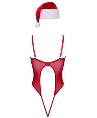 X-Mas Body and Hat - Czerwone Body Tiulowy Śnieżynki - S/M