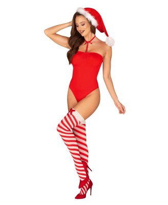 Kissmas pończochy czerwone L/XL - Obsessive