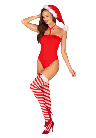 Kissmas pończochy czerwone L/XL - Obsessive