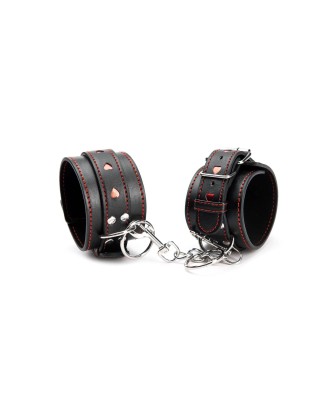Argus - Skórzane Mankiety na Kostki - z Serduszkami - Do Bondage