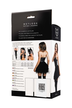 Glossy Elisia - Sukienka Wetlook z Tiulem - Czarna - S