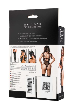 Glossy Amilia - Fetyszowe Body Wetlook - Czarne - XL