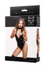 Glossy Kitti - Body Wetlook z Uszami Kota w Zestawie - Czarne - M