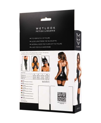 Glossy Mirabell - Fetyszowa Sukienka Wetlook - Czarna - M - Seksowna Domina