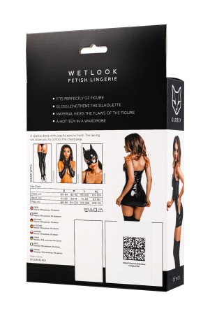 Glossy Mirabell - Fetyszowa Sukienka Wetlook - Czarna - S - Seksowna Domina