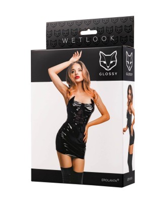 Glossy Mirabell - Fetyszowa Sukienka Wetlook - Czarna - XL - Seksowna Domina