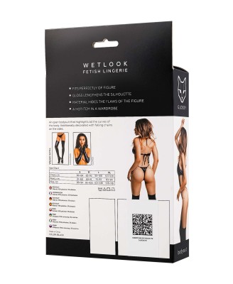 Glossy Reina - Body Wetlook - Czarne - S - Seksowna Domina