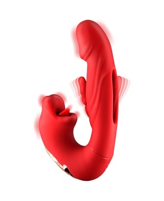 Kissy 3-in-1 - Wibrator Króliczek z Masażerem Łechtaczki - Czerwony