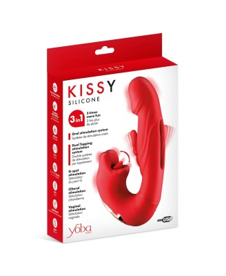Kissy 3-in-1 - Wibrator Króliczek z Masażerem Łechtaczki - Czerwony