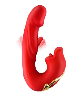 Kissy 3-in-1 - Wibrator Króliczek z Masażerem Łechtaczki - Czerwony