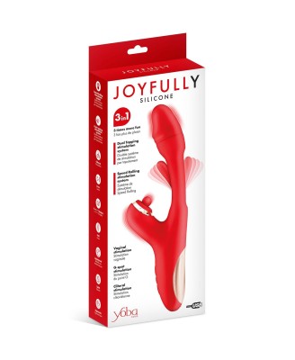 Joyfully 3-in-1 - Wibrator Króliczek z Funkcją Trzęsienia - Czerwony