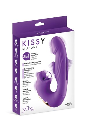 Kissy 3-in-1 - Wibrator Króliczek z Masażerem Łechtaczki - Fiolet