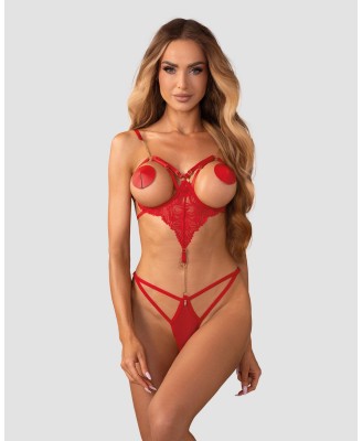 Obsessive Matildea Body Otwarte - Czerwone - S/M