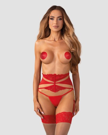 Obsessive Matildea Pas do Pończoch - Czerwony - S/M