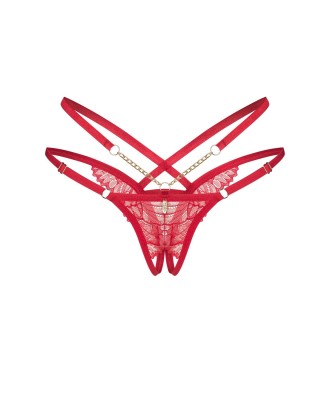 Obsessive Matildea Stringi Otwarte - Czerwone - 2XL/3XL - Seksowna Kobieta