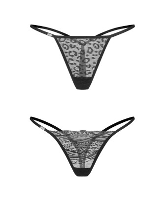 Obsessive Clara 2-pak Stringi Otwarte - Czarne - S/M