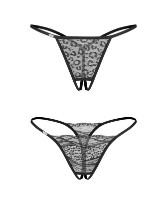 Obsessive Bianca 2-pak Stringi Otwarte - Czarne - 2XL/3XL