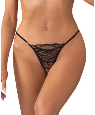 Obsessive Bianca 2-pak Stringi Otwarte - Czarne - 2XL/3XL