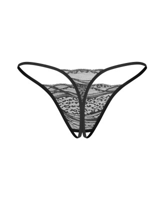 Obsessive Bianca 2-pak Stringi Otwarte - Czarne - 2XL/3XL
