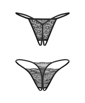 Obsessive Bianca 2-pak Stringi Otwarte - Czarne - 2XL/3XL