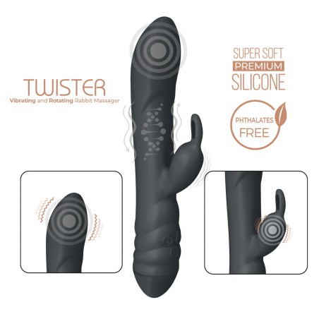 Twister Black - Wibrator Króliczek