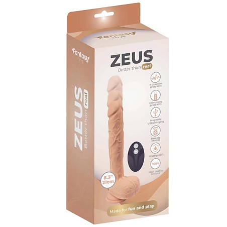Fantasy Zeus - Wibrujący i poruszający się dildo z pilotem – silikon ultra soft