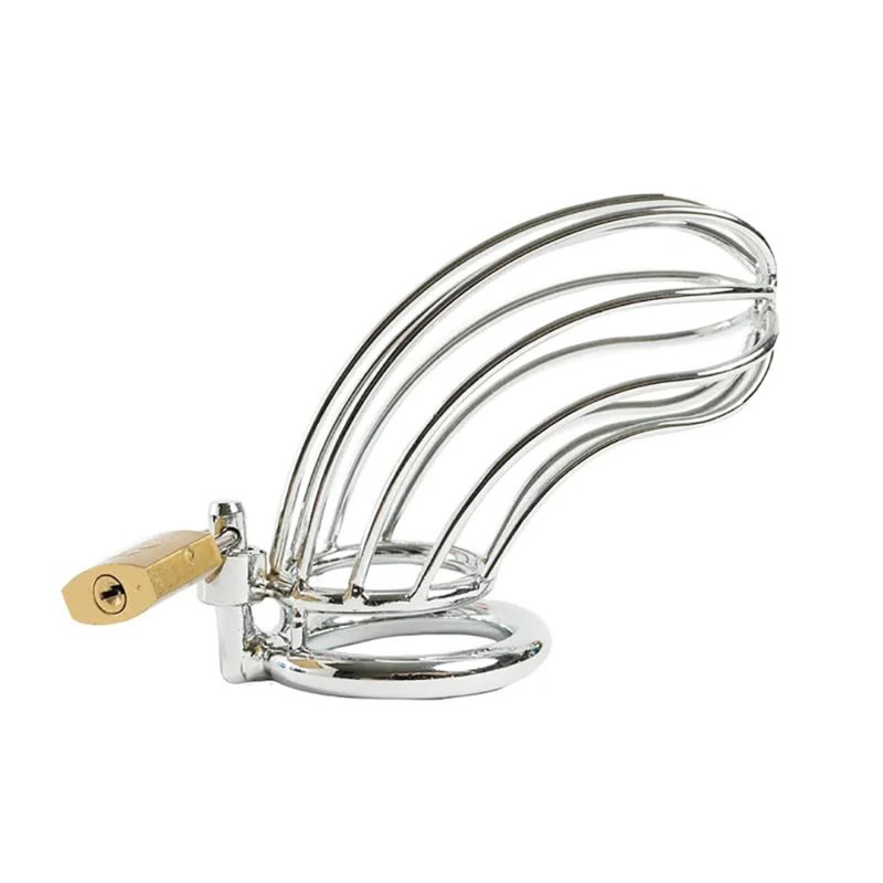 Fantasy - Stalowa klatka na penisa z zestawem pierścieni – 12 cm