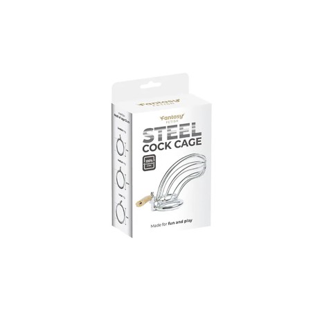 Fantasy - Stalowa klatka na penisa z zestawem pierścieni – 12 cm