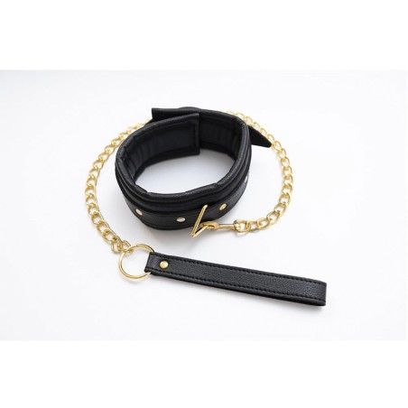 Fantasy Regulowana obroża z odpinaną smyczą - Czarna