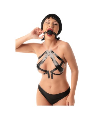 seksowna kobieta z kneblem w ustach bdsm