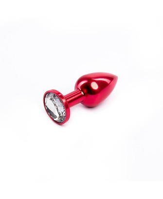 Fantasy - Czerwony Korek Analny z białym diamentem