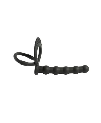 Fantasy Strap-on dildo do podwójnej penetracji z silikonu - Czarny