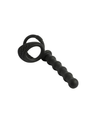 Fantasy Strap-on dildo do podwójnej penetracji z silikonu - Czarny