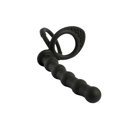 Fantasy Strap-on dildo do podwójnej penetracji z silikonu - Czarny