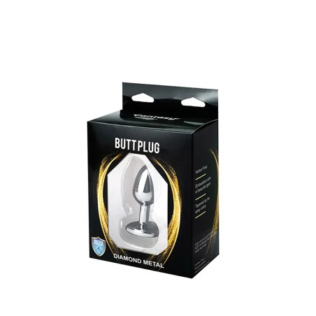 Fantasy - Srebrny Korek Analny z Czarnym Kryształkiem w Kształcie Serca