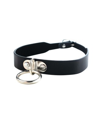 Fantasy Adjustable O-ring collar - Czarna Regulowana Obroża z O-Ringiem