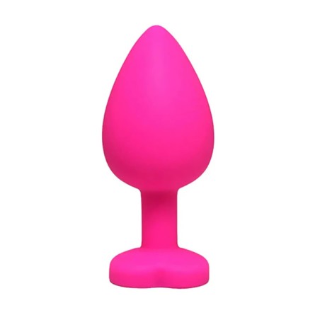 Korek Analny z Kryształkiem Serce - Różowy - Średni