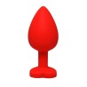 Korek Analny z Kryształkiem Serce - Czerwony - Średni