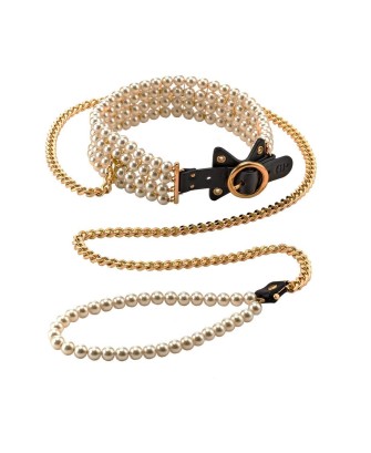 GUILTY PLEASURE LUMINIOUS PEARL LEASH & COLLAR - Obroża i Smycz