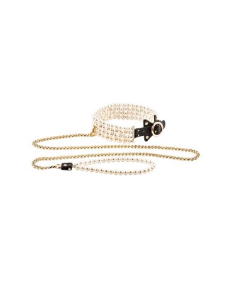 GUILTY PLEASURE LUMINIOUS PEARL LEASH & COLLAR - Obroża i Smycz