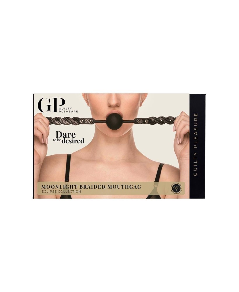 GUILTY PLEASURE MOONLIGHT BRAIDED MOUTHGAG - Czarny Knebel Kulka